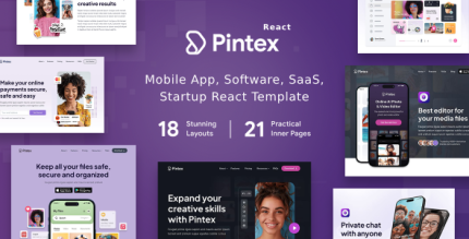 Pintex - Mobile App Software Landing Page ReactJS Template