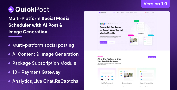 QuickPost - Multi-platform Social Media Scheduler with AI Post Image Generation