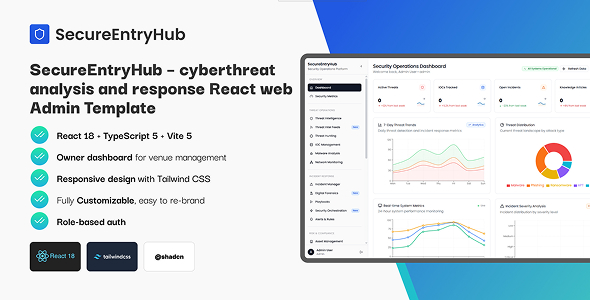 SecureEntryHub - Cybersecurity Dashboard Threat Intel Frontend React Admin Template