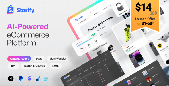 Storify - NextJs eCommerce Platform with POS, AI Sales Agent, PWA Multi-Vendor