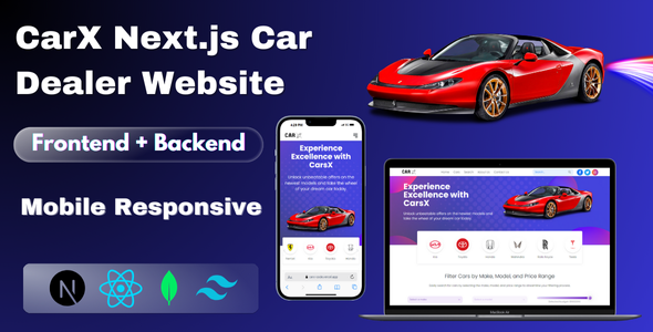 CarX - Next Js Car Dealer Listing Website Frontend + Backend