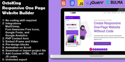 OctoKing - Drag and Drop One Page Website Builder