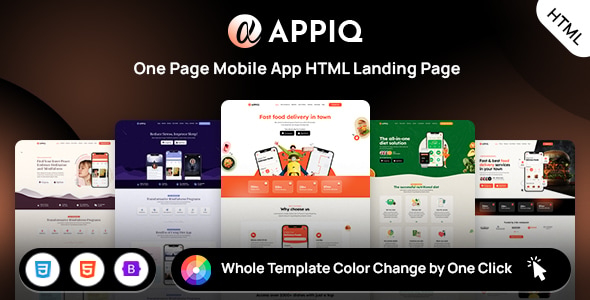 APPIQ – ONE PAGE App Landing Page Responsive HTML Template