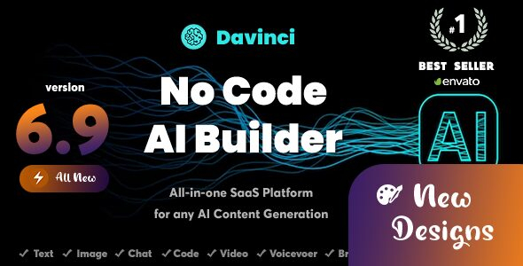 Davinci AI 7.3 – OpenAI Content, Text, Image, Voice, Chat, Code, Transcript, and Video Generator as SaaS