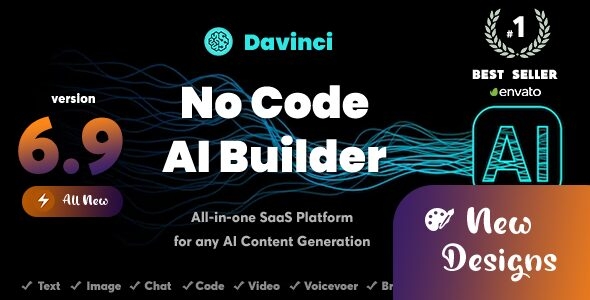 Davinci AI 7.3 – OpenAI Content, Text, Image, Voice, Chat, Code, Transcript, and Video Generator as SaaS